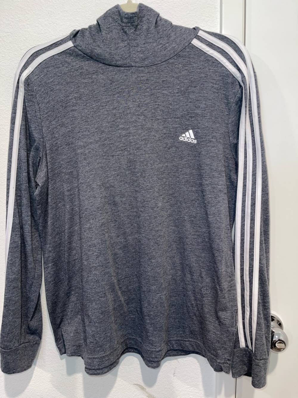 Adidas Gray Long Sleeve 3-Stripe Pullover